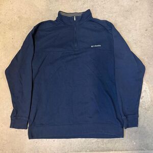 Columbia Quarter Zip Pullover Top XL Navy Blue Fleece Sweatshirt